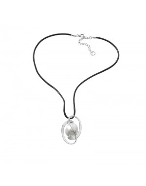 Gargantilla con perla plana de plata