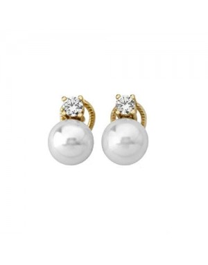 Tu y Yo omega con perla10mm plata dorada