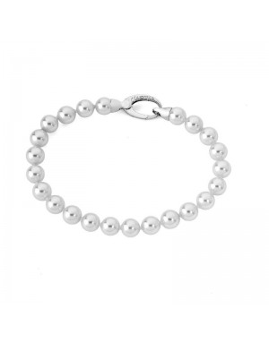 Pulsera de plata con perlas blancas 19x6