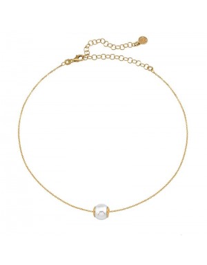 Gargantilla de plata dorada y perla 10mm