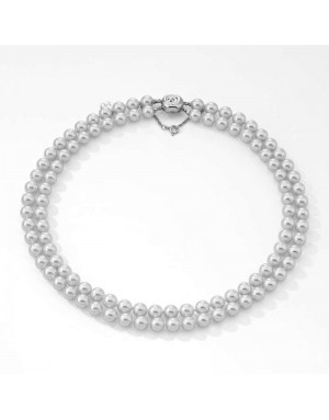 Collar doble de perlas de 8mm de plata