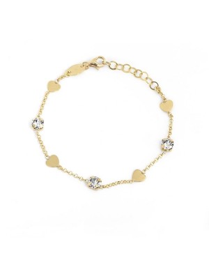 PULSERA VARIOS CORAZONES CRYSTAL-DORADO