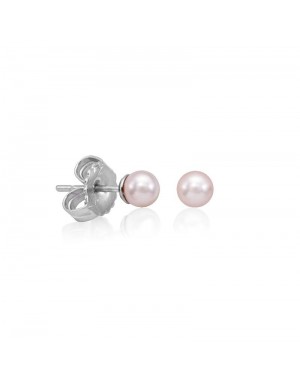 Pendientes de plata con perla rosa 6mm                                