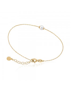 PULSERA DE PLATA CON BAÑO DE ORO Y PERLA                              