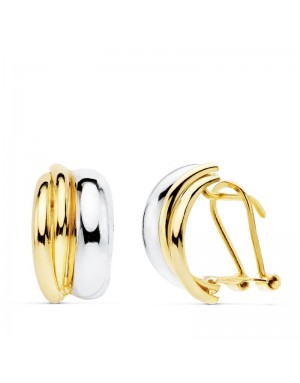 PENDIENTES BICOLOR BANDAS. 14 X 8 MM.