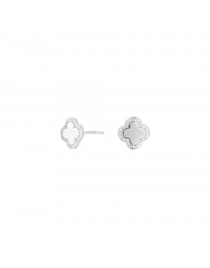 PENDIENTES PLATA BOTON CZ FLOR                                        