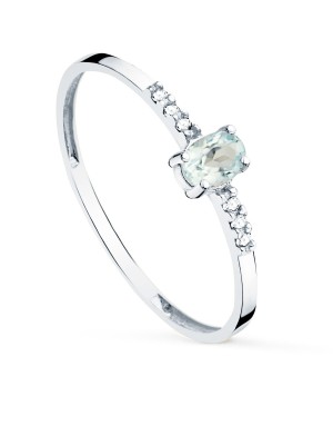18K DIAMOND RING 0.030 CT+ OVAL NATURAL SEAWATER 4X3 MM BODY 1.30 MM