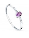 18K SORTIJA DIAMANTES 0.030 QT+ OVAL AMATISTA NATURAL 4X3 MM CUERPO 1.30 MM