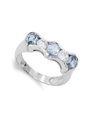 189K SORTIJA ORO BLANCO PIEDRA COLOR Y CIRCONITAS