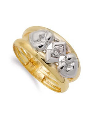 18K SORTIJA ORO BICOLOR DOS HILOS MOTIVO ORO BLANCO CON CIRCONITA