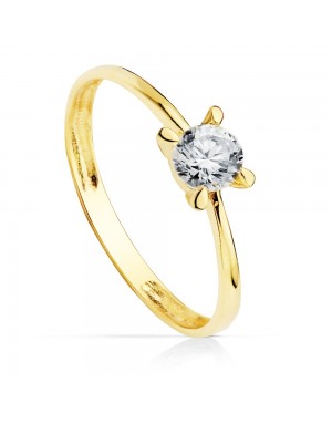SOLITAIRE YELLOW GOLD CUBIC ZIRCONIA 4,5MM.