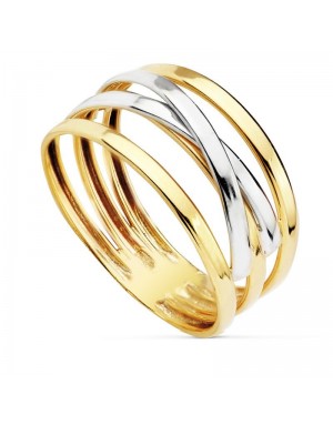 SORTIJA BICOLOR 18K BANDAS ANCHO 10 MM