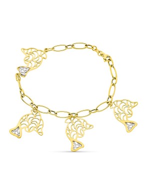 18k PULSERA BICOLOR DELFINES. ANCHO: 26 MM. LARGO: 19.5 CM.