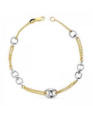 PULSERA BICOLOR ESTRIBOS 19,5CM. 5,10 G