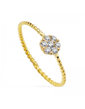 1 MM. CURLY HOOP RING WITH CUBIC ZIRCONIA.