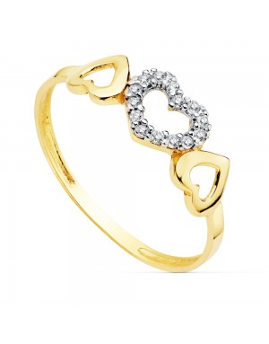 SORTIJA BICOLOR CORAZON CIRCONITAS