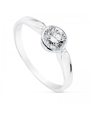 SOLITAIRE WHITE GOLD ZIRCONIA CHATON 4,5 MM.