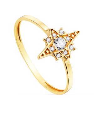 18K YELLOW GOLD RING WITH 11X8 MM. CUBIC ZIRCONIA. BODY: 1,2MM