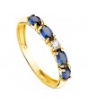 18K SORTIJA ORO AMARILLO 4 CIRCONITAS AZULES TALLA MARQUISE ANCHO 2,5 MM