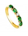 18K YELLOW GOLD RING 4 GREEN MARQUISE CUT CUBIC ZIRCONIAS WIDTH 2,5 MM
