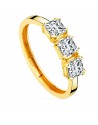 18K YELLOW GOLD RING WITH 4 MM. PRINCESS CZ TRIPLE CIRCONIA.