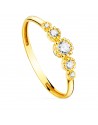 18K YELLOW GOLD RING WITH CUBIC ZIRCONIA CENTRAL BEZEL 4 MM. BODY WIDTH: 2MM