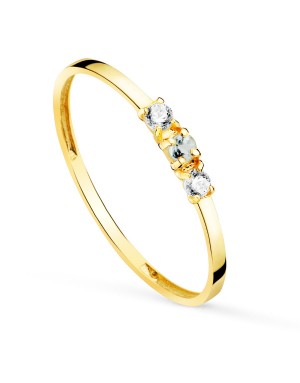 18K YELLOW GOLD RING WITH BLUE STONE AND CUBIC ZIRCONIA. BODY WIDTH: 1,2MM
