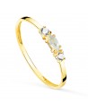 18K SORTIJA ORO AMARILLO PIEDRA AGUAMARINA 4 X 2 MM Y CIRCONITAS. ANCHO: 1 MM