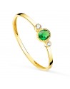 18K SORTIJA ORO AMARILLO PIEDRA VERDE Y CIRCONITAS 4 X 3 MM. ANCHO CUERPO: 1,2MM
