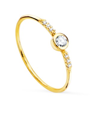 18K SOLITARIO ORO AMARILLO CUERPO RED.1MM TOPACIOS BLANCOS NATURALES 0.1683 CTS.