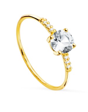 18k SOLITARIO ORO AMARILLO CUERPO RED.1 MM TOPACIOS BLANCOS NATURALES 0.5436 CTS