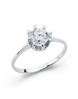 SOLITAIRE WHITE GOLD ZIRCONIA 5MM.