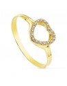 SORTIJA ORO AMARILLO CORAZON 8 MM CIRCONITAS.