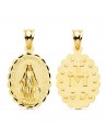 18K MEDALLA VIRGEN DE LA MILAGROSA OVAL TALLADA 25 X 18 MM