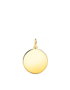 18K DISCO ORO AMARILLO LISO EN BRILLO 14 MM.