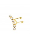 18K PENDIENTES EAR CUFF CARTILAGO OREJA ORO AMARILLO CIRCONITAS. 15 MM ALTO