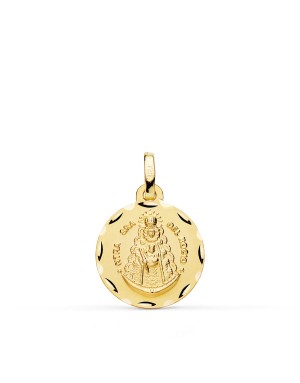 18K MEDALLA VIRGEN DEL ROCIO TALLADA 16 MM
