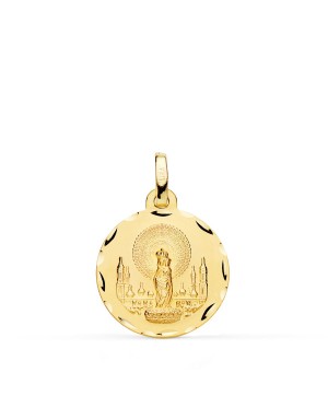18K MEDALLA VIRGEN DEL PILAR TALLADA 18 MM.