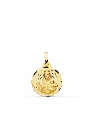 18K MEDALLA TALLADA VIRGEN DEL CARMEN 14 MM