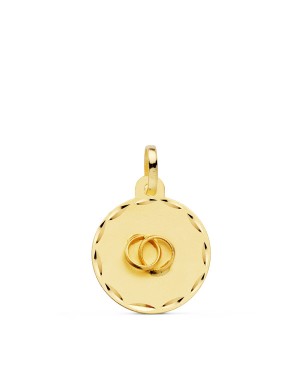 18K DISCO ORO AMARILLO REDONDO ALIANZAS TALLADO. 16 MM.