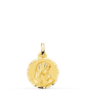 18K MEDALLA MADRE AMOR MATERNAL TALLADA 16 MM