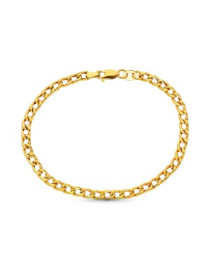 18K PULSERA ORO AMARILLO HUECA ESLABON BARBADO 18,5 CM. 3 MM.