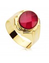 18K YELLOW GOLD STAMP HOLLOW RUBY SPINEL KNIGHT