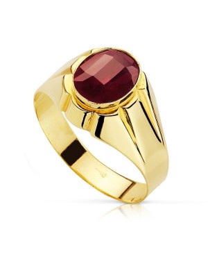 18K SELLO ORO AMARILO PIEDRA OVAL RUBI SPINEL 10 X 8 MM.