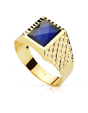 18K SELLO ORO AMARILLO CABALLERO PIEDRA ZAFIRO SPINEL 10 X 8 MM.