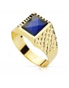 18K YELLOW GOLD SEAL GENTLEMAN'S SAPPHIRE STONE SPINEL 10 X 8 MM.