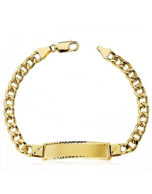 18K ESCLAVA ORO AMARILLO BARBADA HUECA 21,5 CM ANCHO ESLABON 6MM