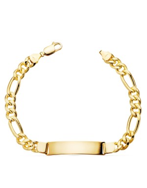 18K ESCLAVA ORO AMARILLO ESLABON FIGARO CARTIER 3X1 HUECA. ANCHO: 7 MM.  21,5 CM