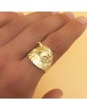 18K YELLOW GOLD SOLID STAMP CARVED AMERICAN BALD EAGLE. WIDTH 19 MM