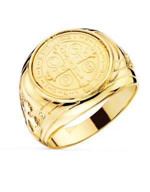 18K YELLOW GOLD SEAL CROSS OF SAINT BENEDICT 16 MM WIDTH: 20 MM
